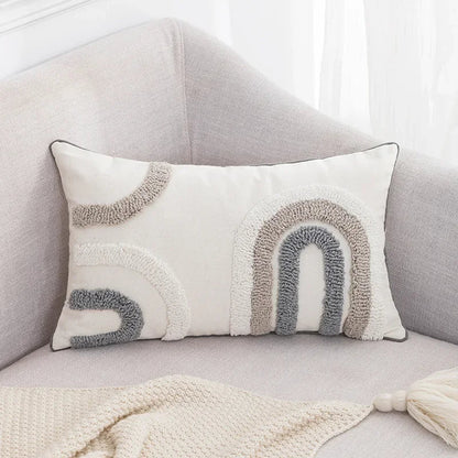 DecorBites™ Boho Loop Pillowcase - Grey Beige Tufted Cushion Cover for Home Decoration
