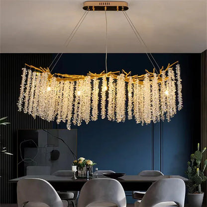 DecorBites™ Gold Crystal Chandelier: Modern Luxury Hanging Branches, for Dining Kitchen Living Bedroom