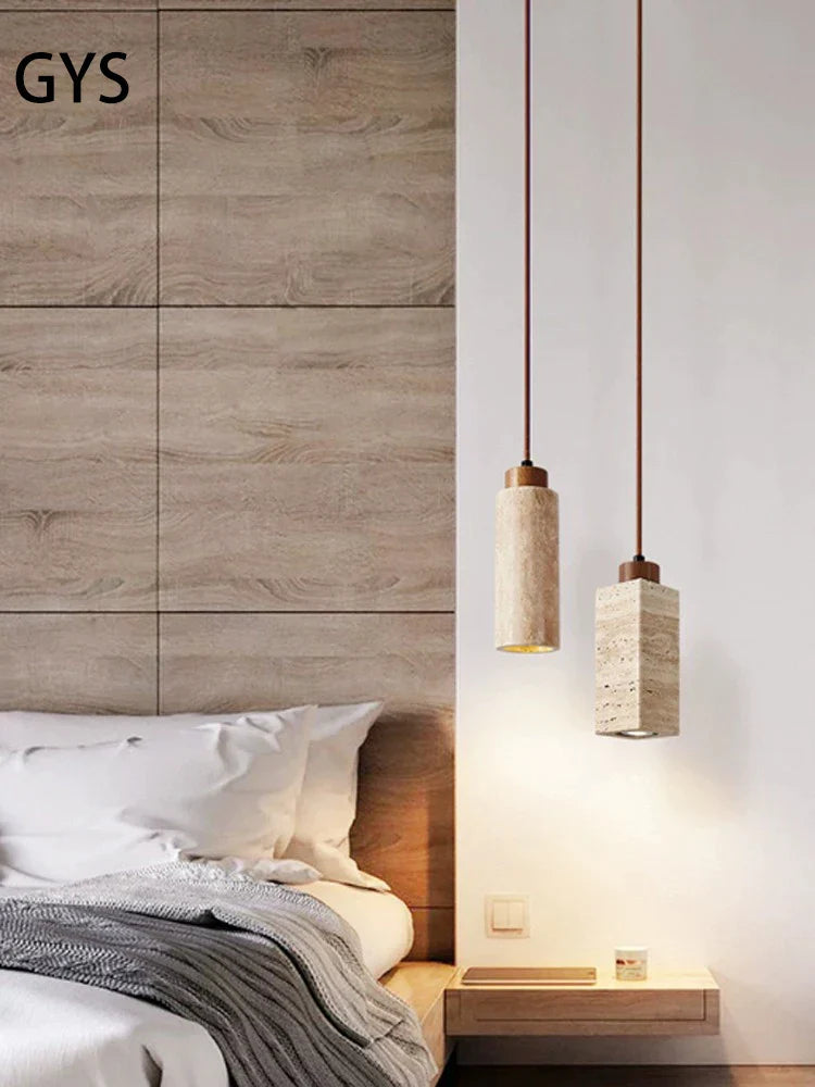 DecorBites™ Japanese Style Yellow Stone Pendant Lamp for Bedroom, Restaurant, and Bar