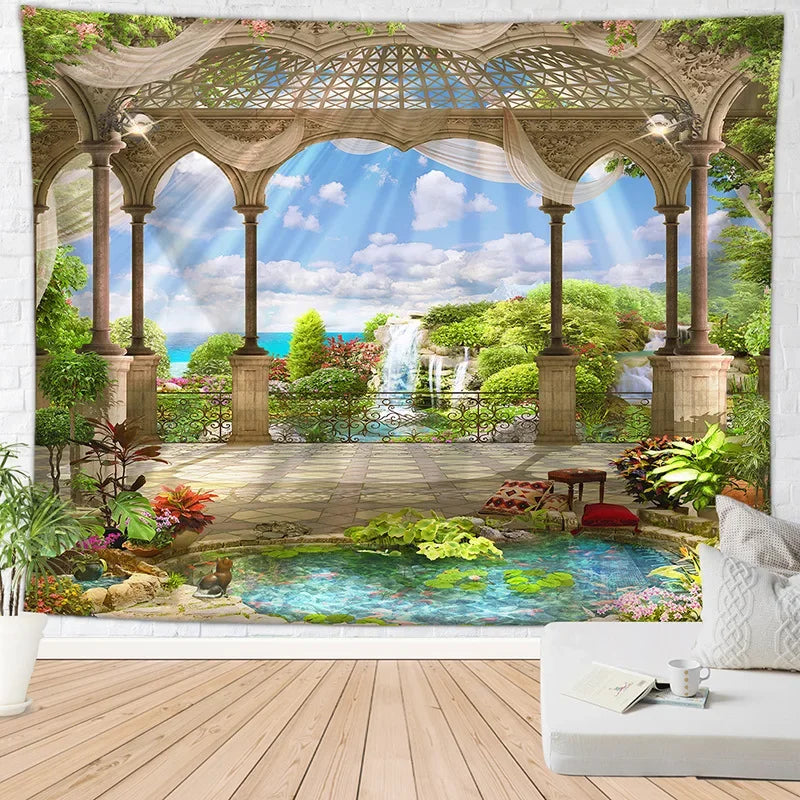 Decobites Vacation Landscape Tapestries: Customizable Fabric Decor for Living Room and Bedroom