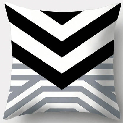 DecorBites™ Grey Geometry Leaves Floral Stripes Plaids Print Lumbar Pillow Case