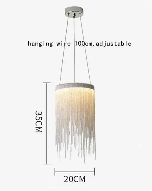 DecorBites™ LED Aluminum Tassel Chandelier: Modern Dimmable Light for Living Room, Hotel, Hall