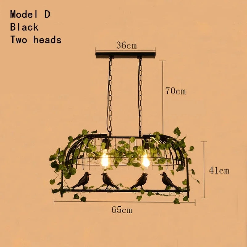 DecorBites™ Green Leaf Bird Cage Chandelier for Dining Table and Garden Decor