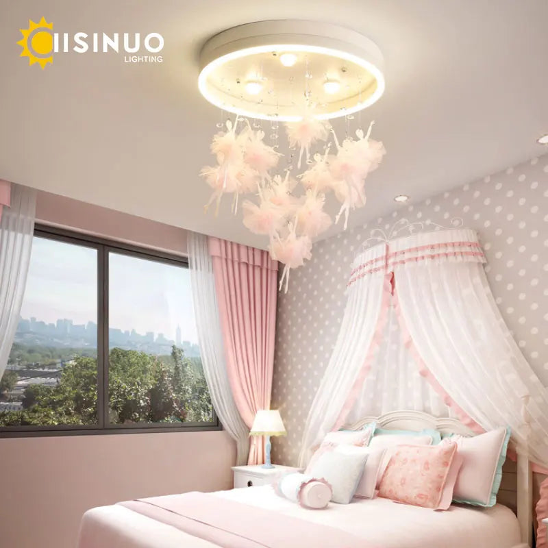 DecorBites™ Dancing Girl LED Chandelier: Modern Kids Room Light, Cartoon Ceiling Lamp