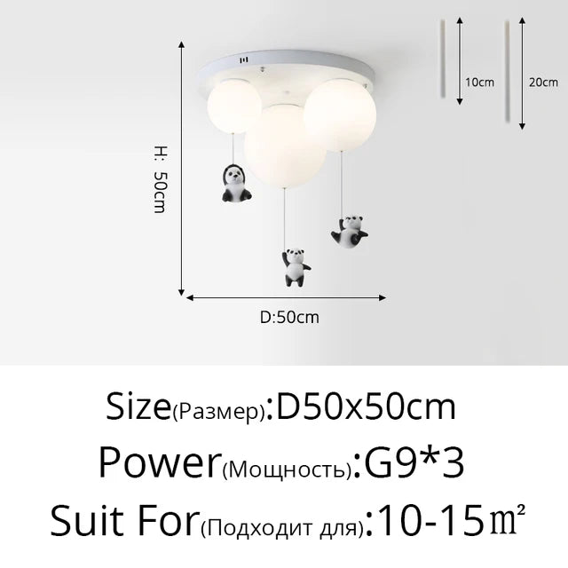 DecorBites™ Kids Cartoon Panda Polar Bear Ceiling Light Chandelier for Boys and Girls' Bedroom