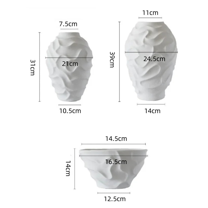 مزهرية خزفية حلزونية هندسية من DecorBites™، أصيص زهور، طبق فاكهة، إكسسوارات ديكور منزلي