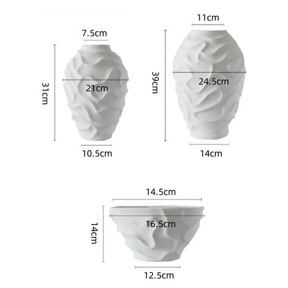 مزهرية خزفية حلزونية هندسية من DecorBites™، أصيص زهور، طبق فاكهة، إكسسوارات ديكور منزلي