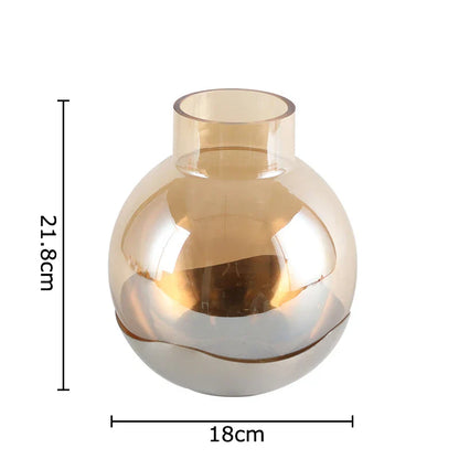 DecorBites™ Amber Glass Vase Desk Decoration Round Floral Room Decor