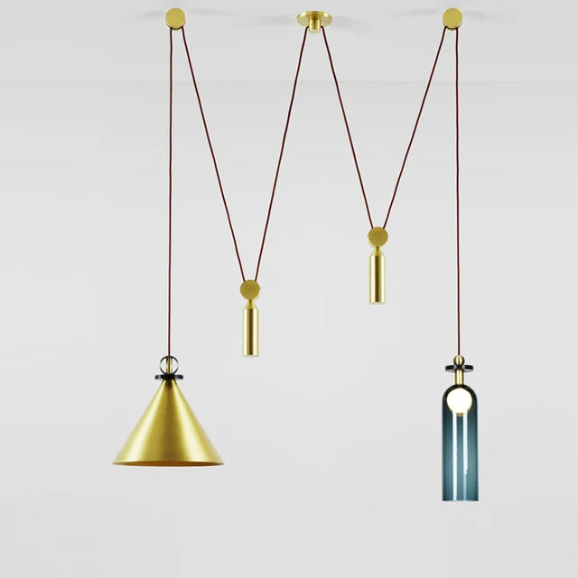 DecorBites™ Glass Chandelier: Adjustable Shape, LED Decorative Lamps for Restaurant, Bedroom, Bar.