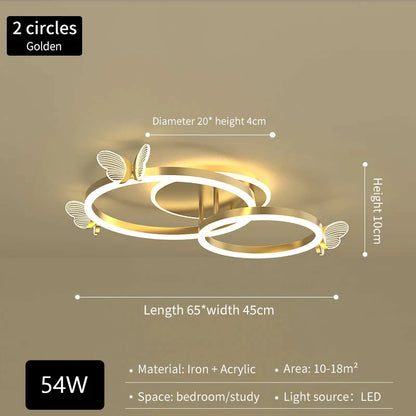 DecorBites™ Gold Butterfly LED Round Ceiling Chandelier for Living Room and Bedroom