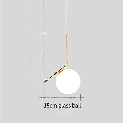 DecorBites™ Gold Ring Glass Ball Pendant Light Fixture for Bedroom Living Room.