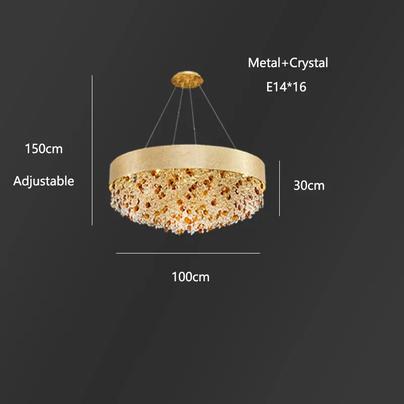 DecorBites™ Crystal Chandelier: Modern Circular Design for Living Room, Lobby, Kitchen Island.