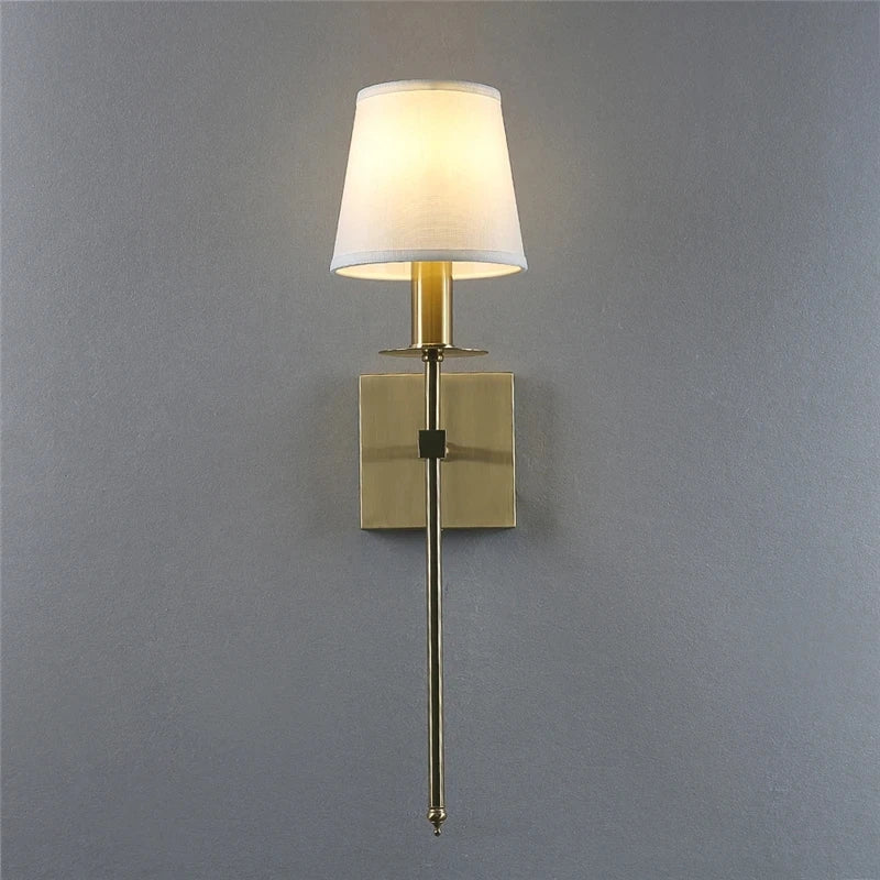 DecorBites™ Industrial White Wall Lamp with Textile Shade for Bathroom, Mirror & Bar
