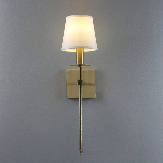 DecorBites™ Industrial White Wall Lamp with Textile Shade for Bathroom, Mirror & Bar