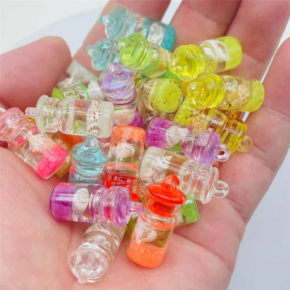 ديكوربايتس™ - زجاجة أمنيات صغيرة على شكل قلب من اللؤلؤ والصدف - إكسسوار مجوهرات يمكنك صنعه بنفسك