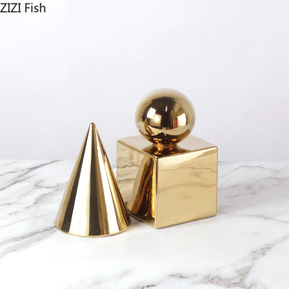 DecorBites™ Cube Round Statue Decor Ceramic Ornament Sculpture Artwork for Desk & Room