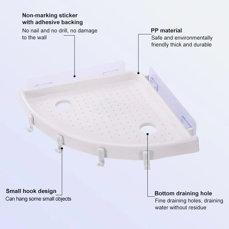 DecorBites™ Bathroom Shelf Organizer Caddy Plastic Wall Holder Storage for Shower Essentials