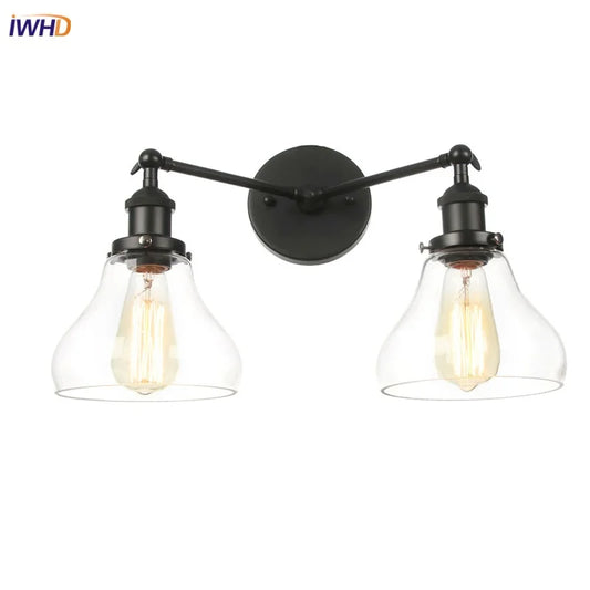 DecorBites™ Black LED Wall Sconce 2-Head Lamp for Bedroom Bathroom Mirror