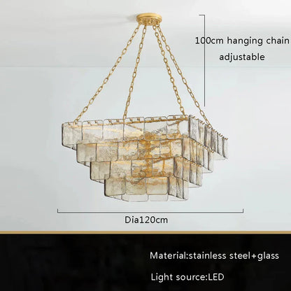 DecorBites™ Gold Glass Chandelier Luxe Living Room Lighting Fixture Luxurious Hanging Lamp