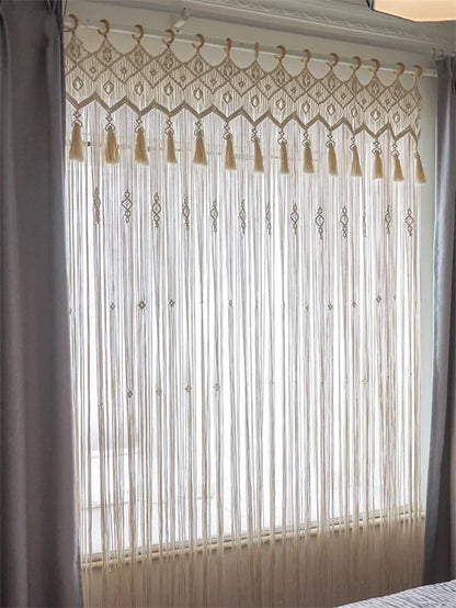 Macrame Cotton Door Curtain | Boho Wall Hanging Tapestry by Decobites