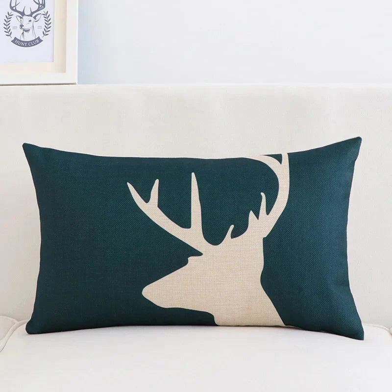 غطاء وسادة قطني من الكتان بتصميم هندسي على شكل غزال من DecorBites™، مقاس 30×50 سم، ديكور منزلي عصري من الشمال الأوروبي