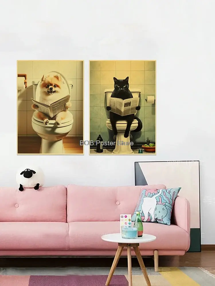 DecorBites™ Funny Animal Bathroom Poster for DIY Home Decor