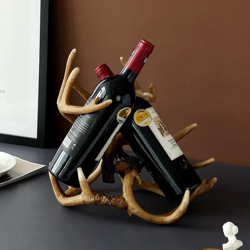 DecorBites™ Buckhorn Wine Holder - Decorative Resin Antlers Bottle Rack