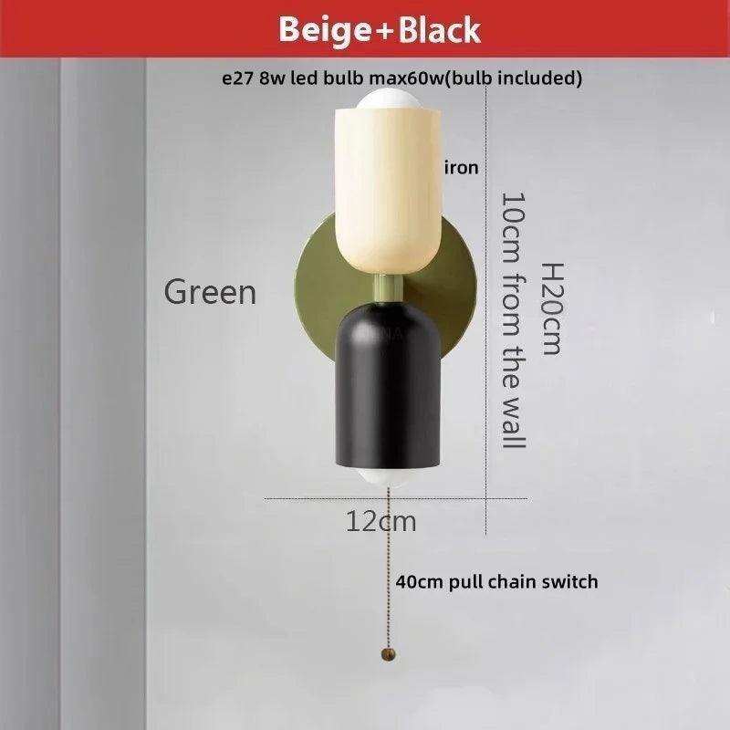 DecorBites™ LED Wall Lights Colorful Iron Double Heads Modern Bedside Lamp