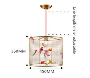 Lámpara colgante de jaula de pájaro Decorbites™ de oro para sala de estar, dormitorio y hogar en estilo nórdico loft