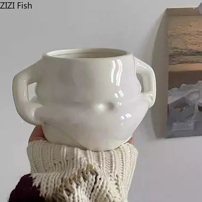 DecorBites™ Big Belly Ceramic Mug Set for Dining Table, Coffee, Tea, and Juice