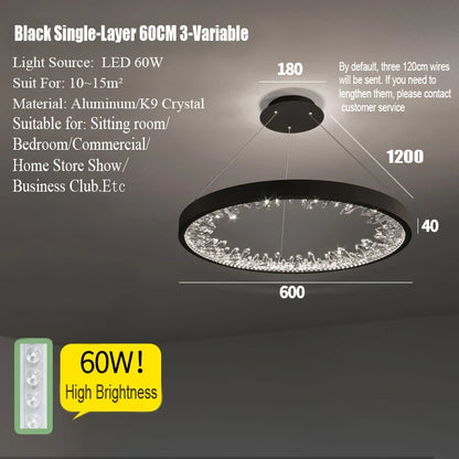 Lámpara colgante circular de cristal LED DecorBites™ - Iluminación moderna de lujo regulable