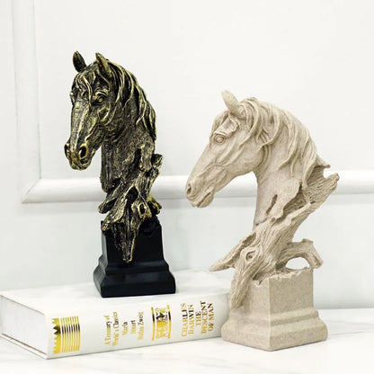 DecorBites™ Horse Head Statue Resin Sandstone Retro Animal Collection Home Decor Figurine