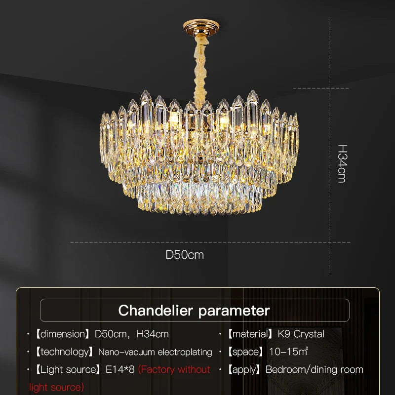 DecorBites™ Crystal Chandelier: Modern Light Luxury for Living Room, Bedroom, Dining Room