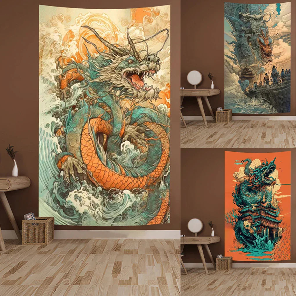 Decobites Classic Dragon Art Tapestry Wall Cloth - Album Cover Wall Painting Ornaments