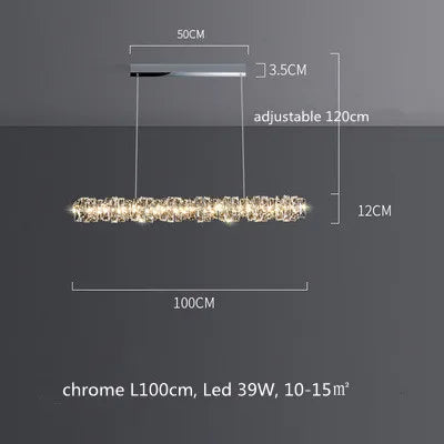 DecorBites™ Dimmable Crystal Chandelier Pendant Light for Modern Luxury Living Room.