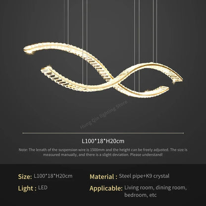 DecorBites™ Crystal Chandelier Pendant Lamp Hanging Light for Living Room