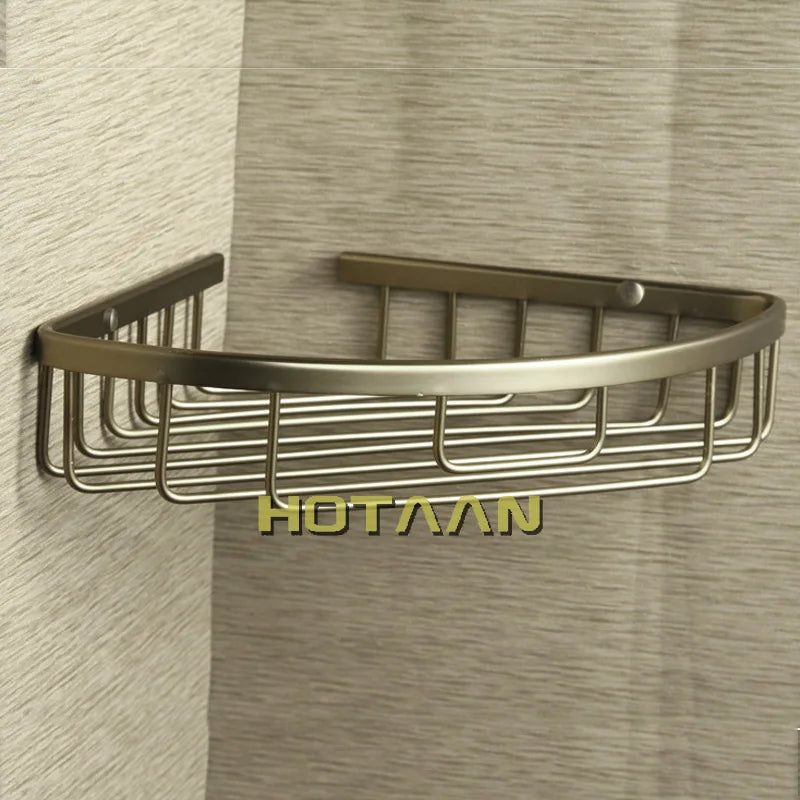 DecorBites™ Aluminum Antique Finish Shower Basket Holder Shelf, Single Layer