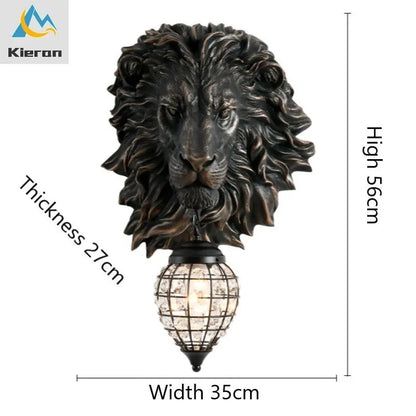 DecorBites™ Lion Head Crystal Led Wall Lamp for Bedroom, Ktv, Living Room, Resin Wall Light