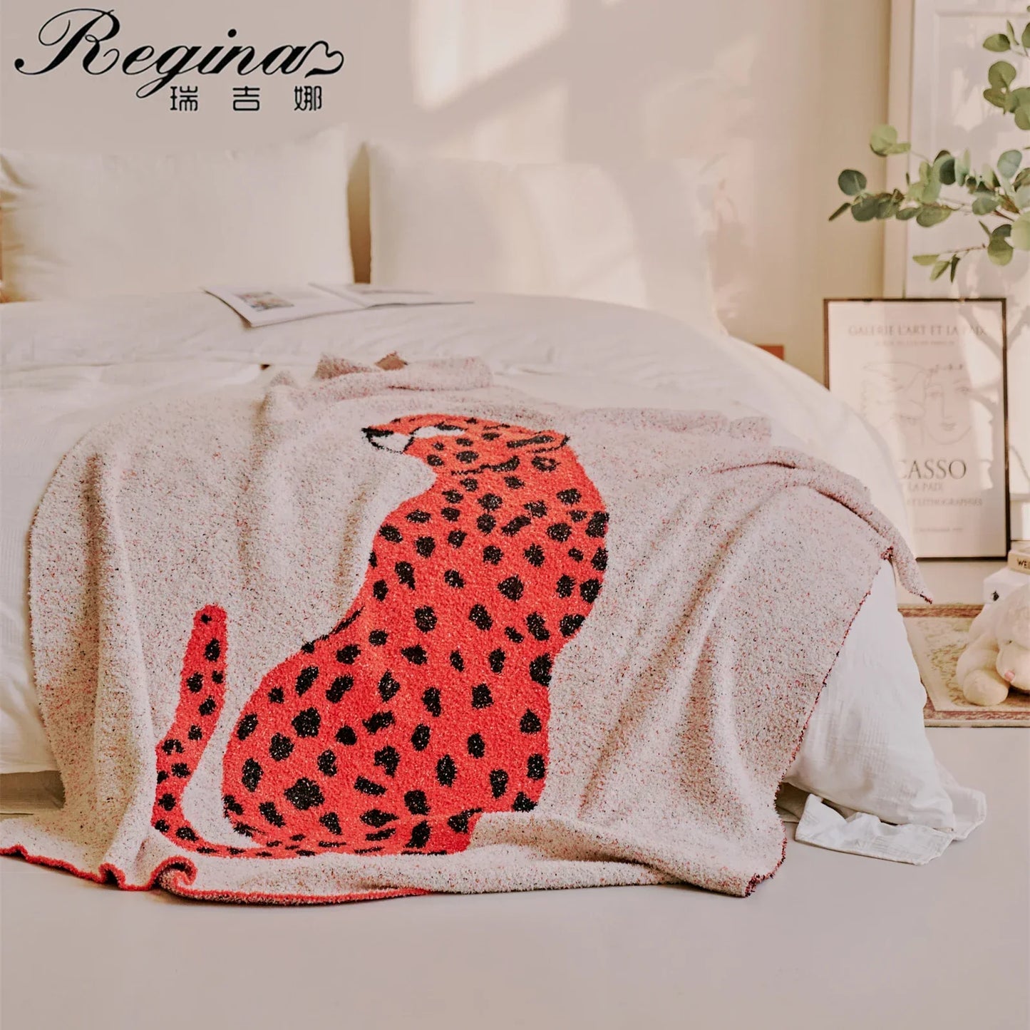 DecorBites™ Hairy Furry Leopard Pattern Blanket