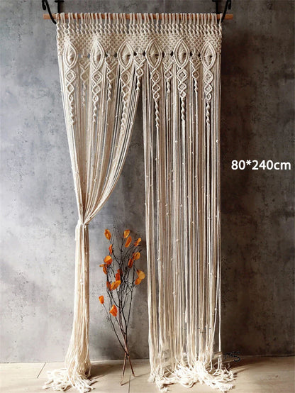 Macrame Cotton Door Curtain | Boho Wall Hanging Tapestry by Decobites