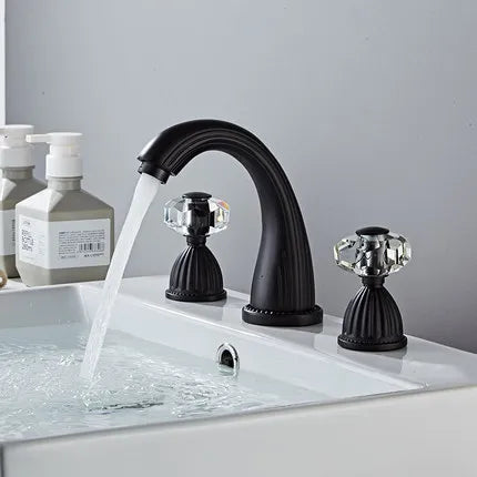 Gold Crystal Basin Faucet In Antique Finish