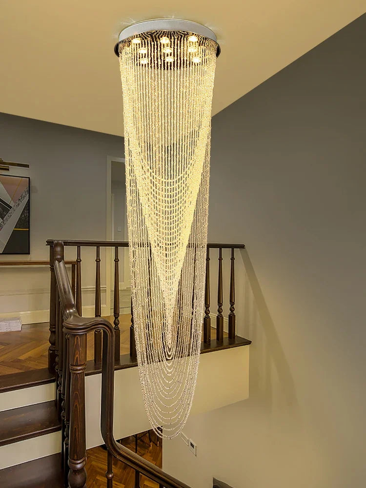 DecorBites™ Crystal Rotating Chandelier for Duplex Villa Living Room, Modern Loft Design