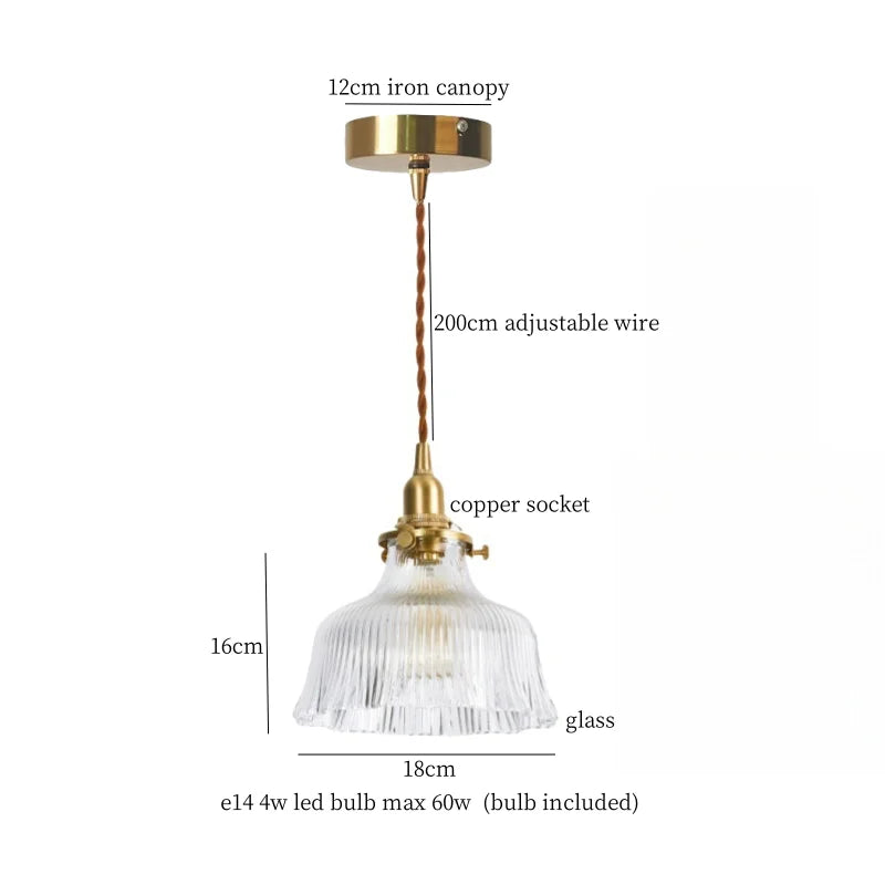 DecorBites™ Clear Glass Copper LED Pendant Lamp for Home Decor & Lighting