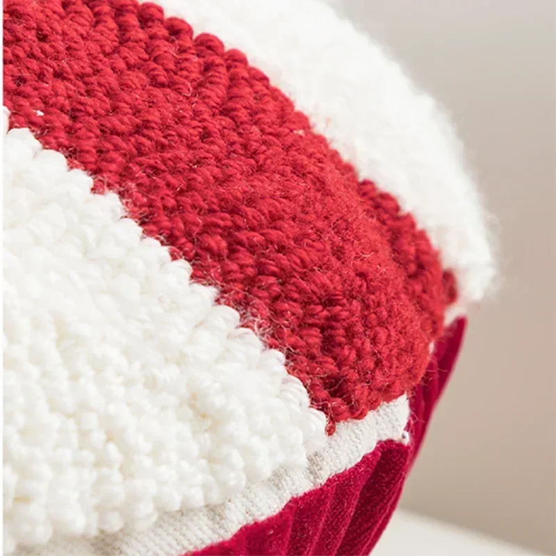 DecorBites™ Christmas Cartoon Candy Cushion Cover - Nordic Red Festival Patchwork Embroidered Design
