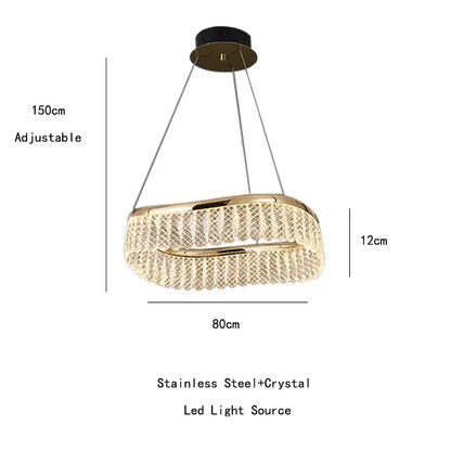 DecorBites™ Golden Crystal Chandelier Luxury Round Pendant Lamparas Art Decor Fixture
