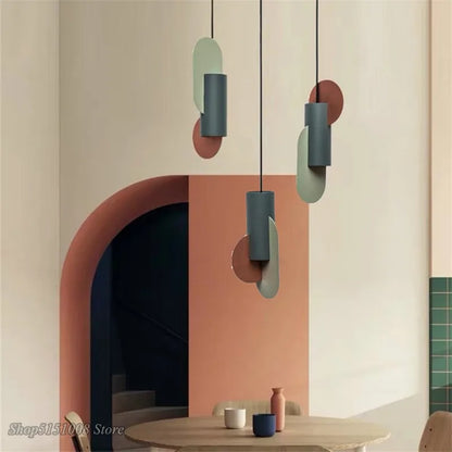 DecorBites™ Green Cylindrical LED Pendant Light - Nordic Modern Single Head Hanging Lamp