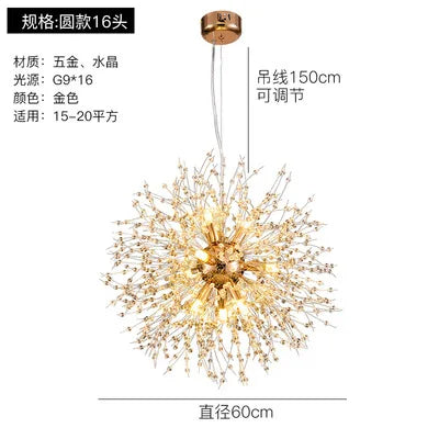 Lámparas colgantes DecorBites™ con forma de diente de león de cristal para una decoración elegante del hogar