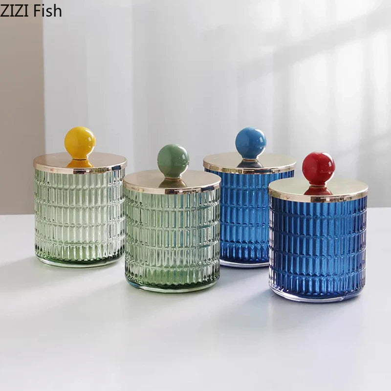 DecorBites™ Glass Tea Canister Candy Pot Ceramic Ball Decorative Storage Jar