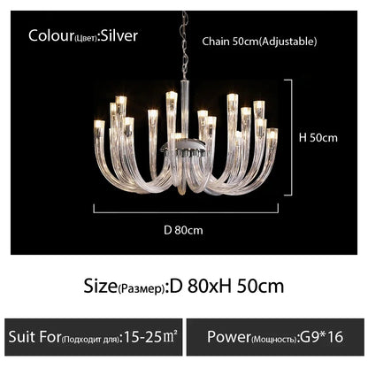 DecorBites™ Glass Chandelier LED Hanging Light for Living Room Bedroom Dining Room - 2024 Collection.