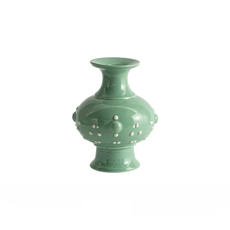 DecorBites™ Chinese-style Retro Ceramic Vase, Handmade Relief Pot Flower Vase for Home Decor